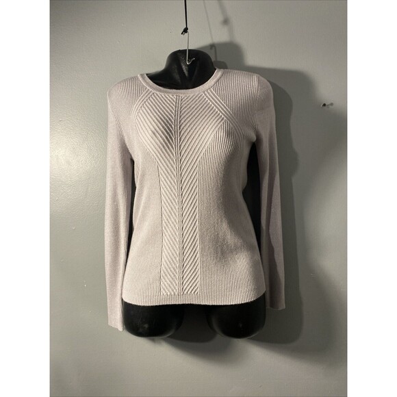Nine West Woman’s‎ Ribbed Sweater Size L Sparkly Thread Gray - Picture 2 of 5